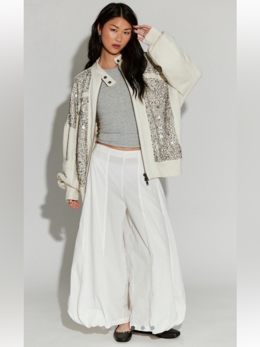 Free People Sparkle Sweatshirt Jacket - Size M - Picture 4 of 10